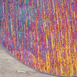 5’ Round Rainbow Abstract Striations Area Rug