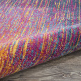 5’ Round Rainbow Abstract Striations Area Rug