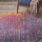 5’ Round Rainbow Abstract Striations Area Rug