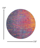 5’ Round Rainbow Abstract Striations Area Rug