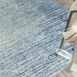 4’ Round Navy and Light Blue Abstract Area Rug