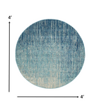 4’ Round Navy and Light Blue Abstract Area Rug