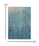 5’ x 7’ Navy and Light Blue Abstract Area Rug