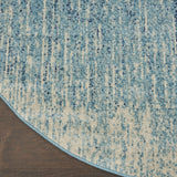 5’ Round Navy and Light Blue Abstract Area Rug