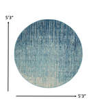 5’ Round Navy and Light Blue Abstract Area Rug