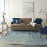 7’ x 10’ Navy and Light Blue Abstract Area Rug