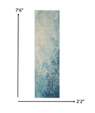 2’ x 8’ Light Blue and Ivory Abstract Sky Runner Rug