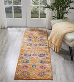 2’ x 6’ Sun Gold and Navy Distressed Runner Rug