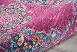 2’ x 8’ Fuchsia and Blue Distressed Runner Rug