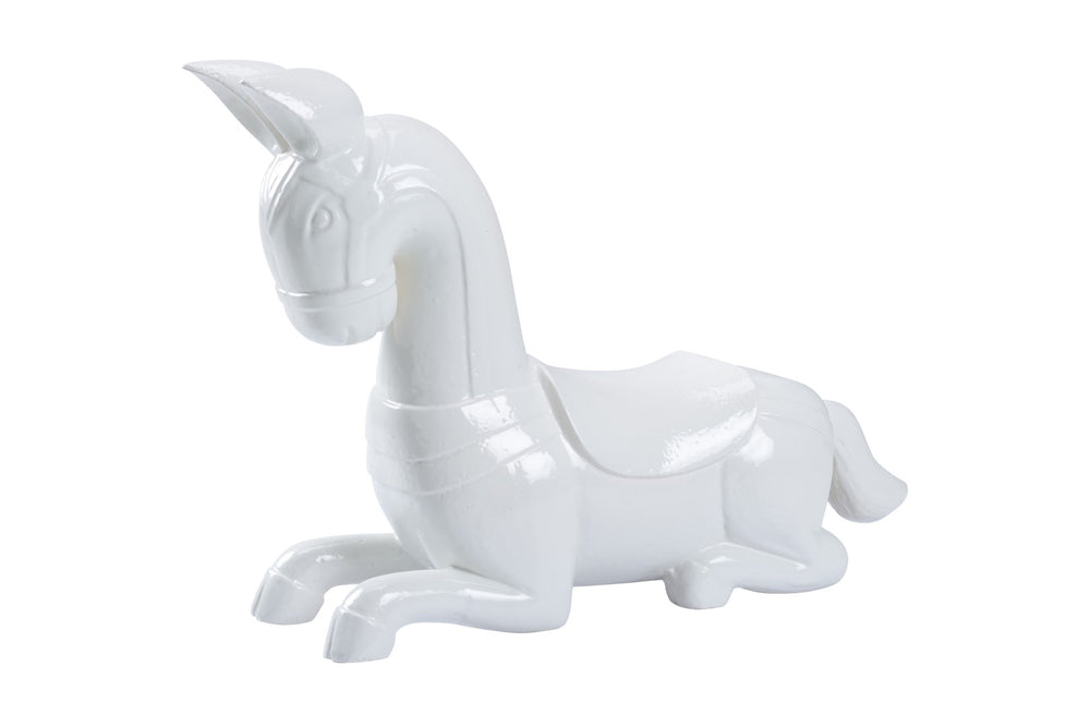 Majestic Horse Sculpture - Elegant Ceramic Art Piece with Glossy White Finish for Modern Homes