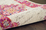 2’ x 3' Ivory and Fuchsia Distressed Scatter Rug