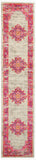 2’ x 8' Ivory and Fuchsia Distressed Runner Rug