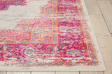 4’ x 6' Ivory and Fuchsia Distressed Area Rug