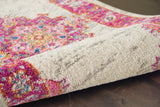 7’ x 10' Ivory and Fuchsia Distressed Area Rug