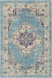 2’x3’ Light Blue Distressed Medallion Scatter Rug