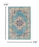 2’x3’ Light Blue Distressed Medallion Scatter Rug