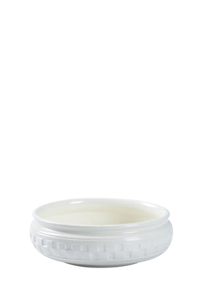 Scacchi Bowl - Elegant White Ceramic Decorative Bowl with Embossed Design for Home Décor 5.3" High