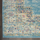 2’ x 10’ Light Blue Distressed Medallion Runner Rug