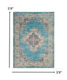 4’x6’ Light Blue Distressed Medallion Area Rug