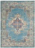 5’x7’ Light Blue Distressed Medallion Area Rug