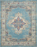 7’x10’ Light Blue Distressed Medallion Area Rug