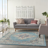 7’x10’ Light Blue Distressed Medallion Area Rug