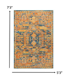 5’ x 7’ Gold and Blue Antique Area Rug