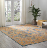 8’ x 10’ Gold and Blue Antique Area Rug