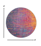 4’ Round Rainbow Abstract Striations Area Rug