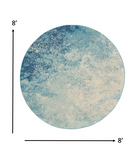 8’ Round Light Blue and Ivory Abstract Sky Area Rug