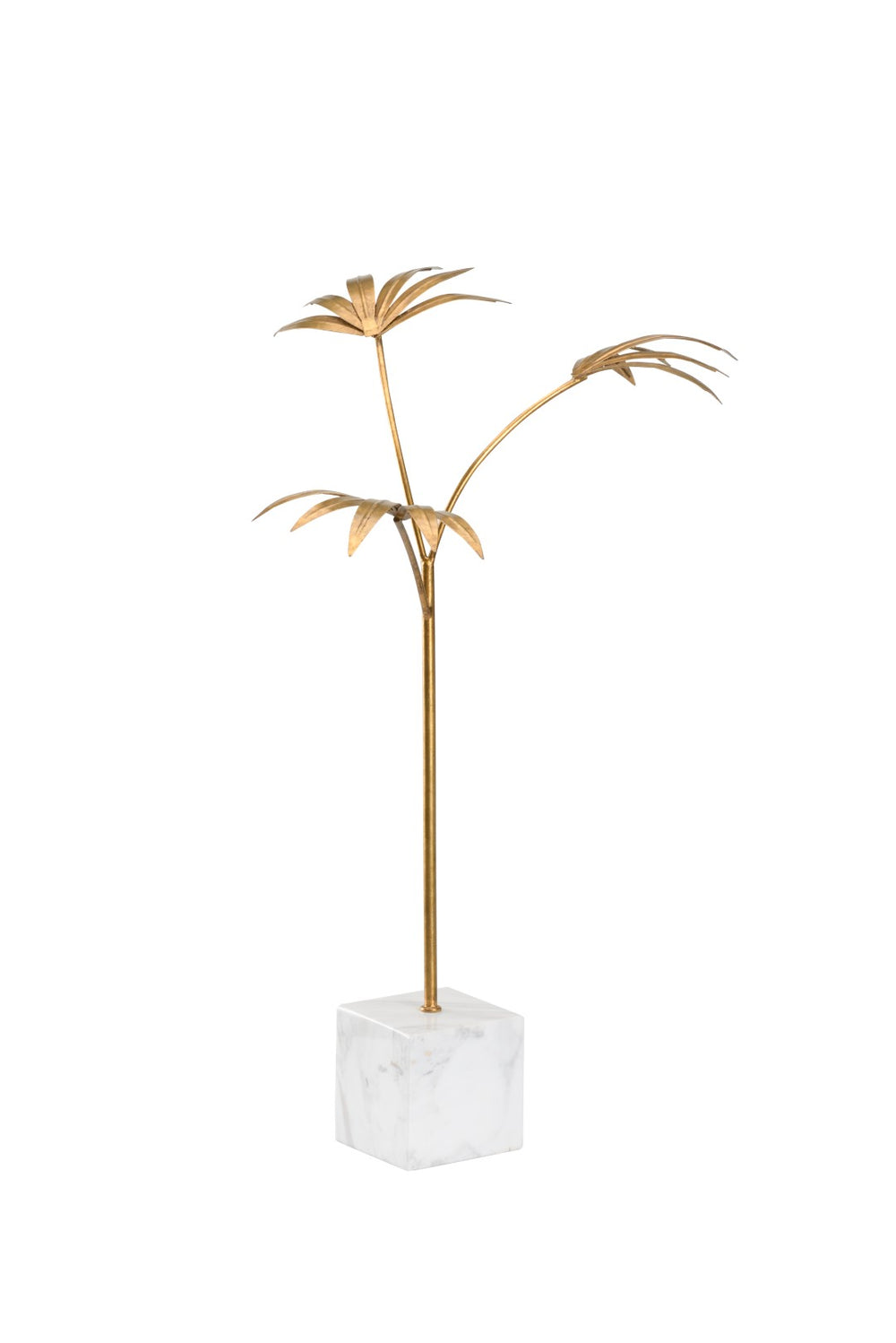 Leaf Sculpture - Elegant Gold Design on White Marble Base, Perfect for Any Home Décor Style