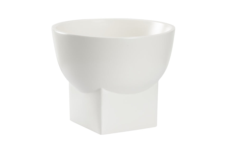 Artist Bowl - Elegant Matte White Ceramic Design on Square Base for Sophisticated Home Decor