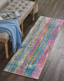 2’ x 6’ Gray Colorful Abstract Stripes Runner Rug