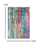 2’ x 3’ Gray Colorful Abstract Stripes Scatter Rug