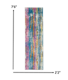 2’ x 8’ Gray Colorful Abstract Stripes Runner Rug