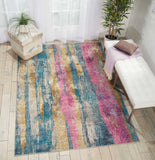 4’ x 6’ Gray Colorful Abstract Stripes Area Rug