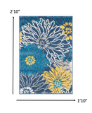 2’ x 3’ Blue Tropical Flower Scatter Rug