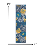 2’ x 8’ Blue Tropical Flower Runner Rug