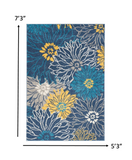 5’ x 7’ Blue Tropical Flower Area Rug