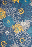 7’ x 10’ Blue Tropical Flower Area Rug