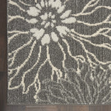 7’ x 10’ Charcoal and Blue Big Flower Area Rug