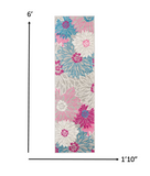 2’ x 6’ Gray and Pink Tropical Flower Runner Rug