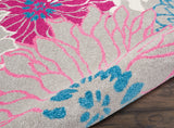 2’ x 10’ Gray and Pink Tropical Flower Runner Rug