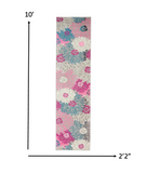 2’ x 10’ Gray and Pink Tropical Flower Runner Rug