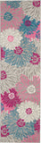 2’ x 8’ Gray and Pink Tropical Flower Runner Rug