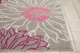 5’ x 7’ Gray and Pink Tropical Flower Area Rug