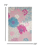 5’ x 7’ Gray and Pink Tropical Flower Area Rug