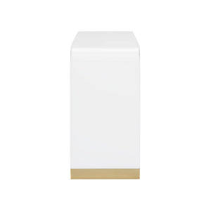 Waterfall Console Table - Elegant White Acrylic with Polished Brass Feet, Designed by Bill Cain