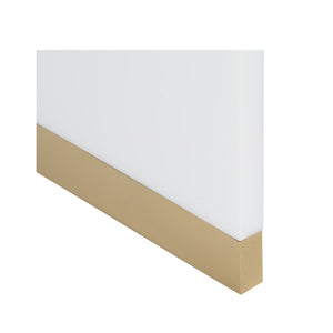 Waterfall Console Table - Elegant White Acrylic with Polished Brass Feet, Designed by Bill Cain