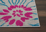 7’ x 10’ Gray and Pink Tropical Flower Area Rug